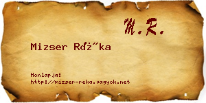 Mizser Réka névjegykártya